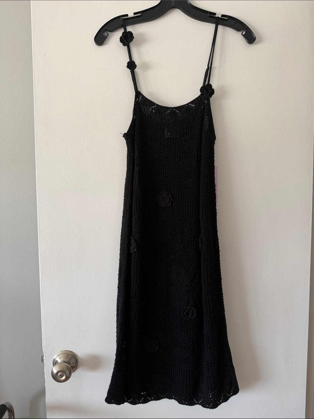 Wild Fable Black Crochet Rosette Mini Dress Size M NWT Open Knit Boho Coquette